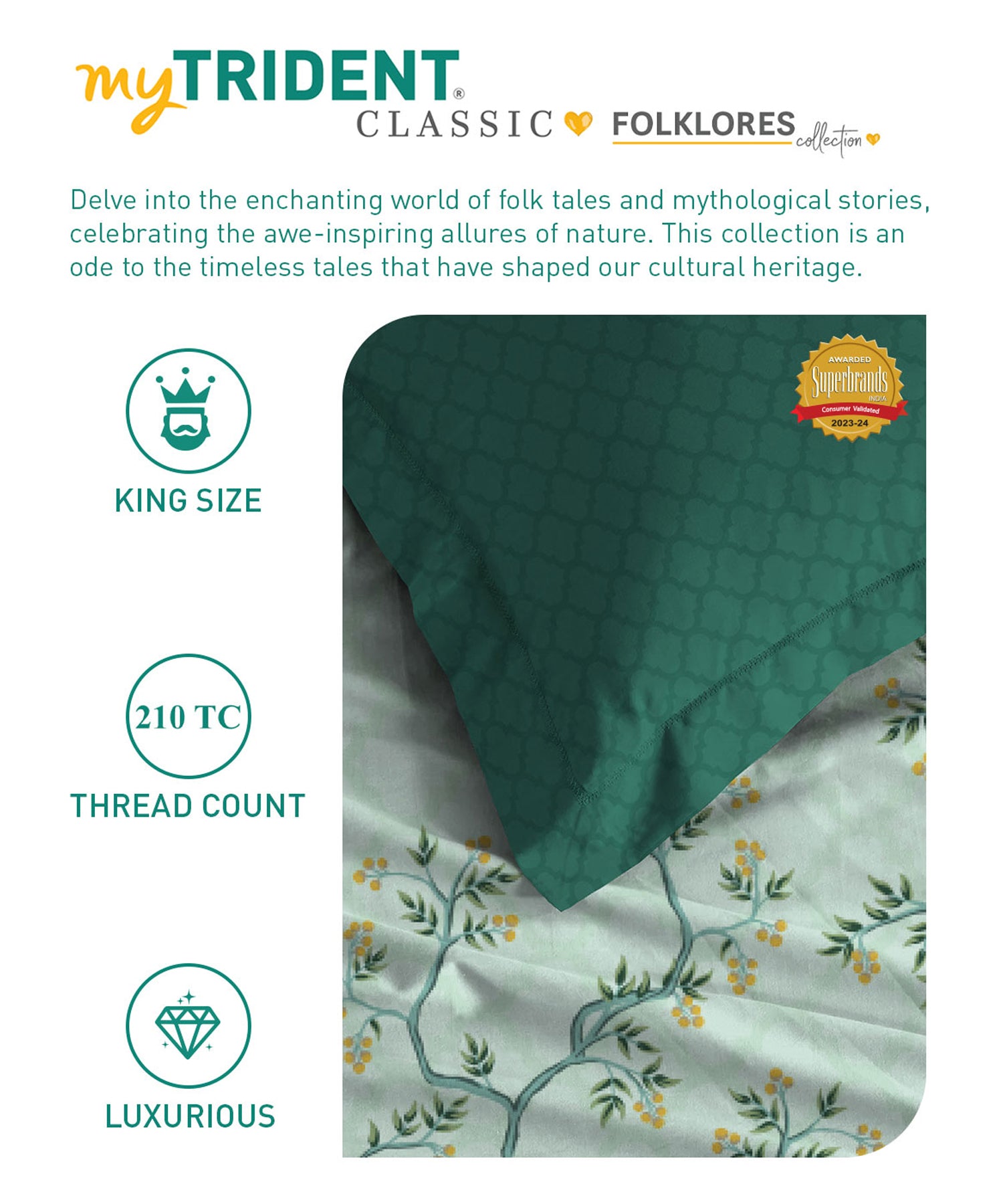 Classic Folklores King Bedsheet Gift Set,210 TC, 100% Cotton, Bird Of The Gods