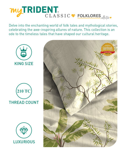 Classic Folklores King Bedsheet Gift Set,210 TC, 100% Cotton, Bonbibi’S Forest