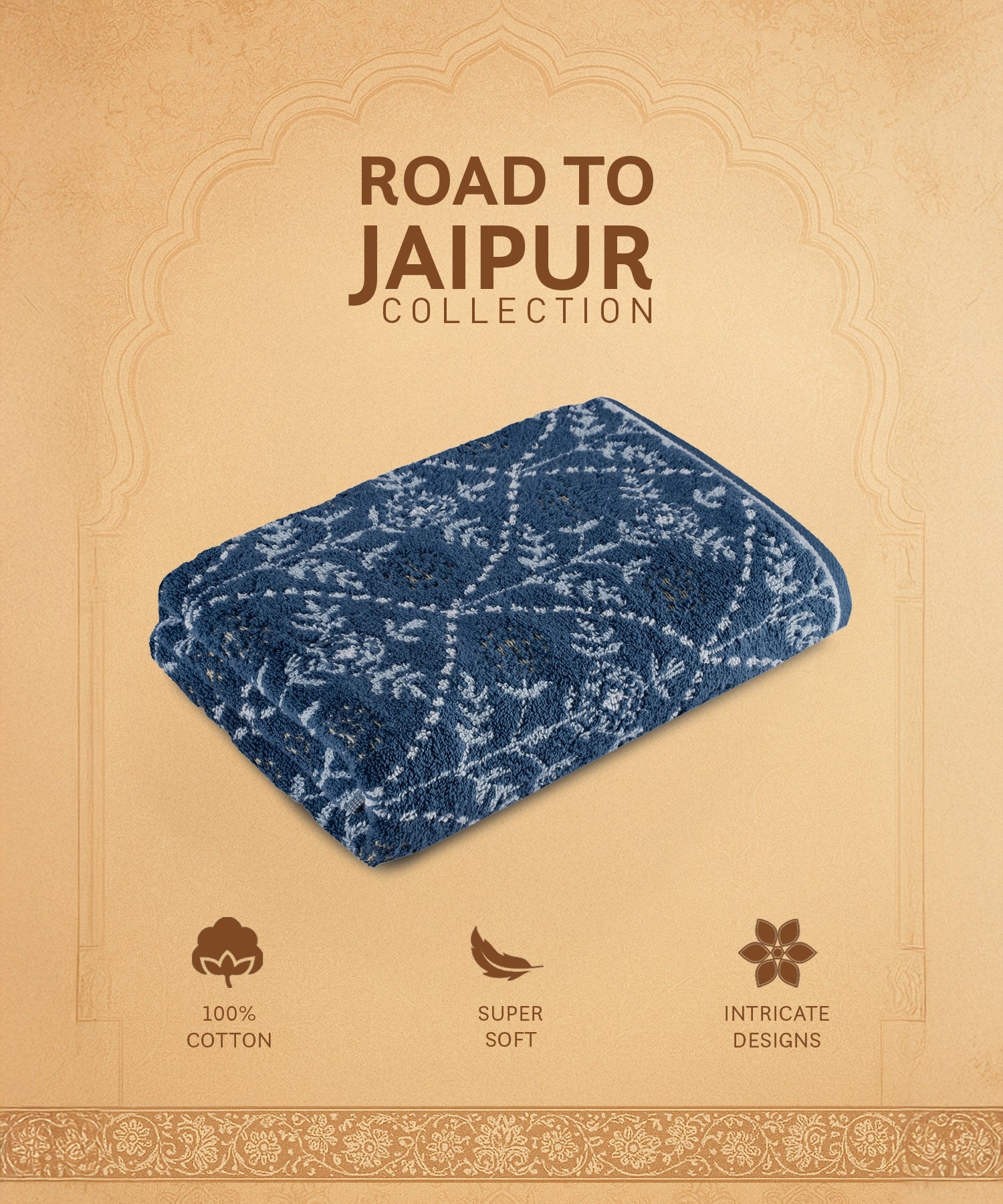 Classic Road to Jaipur 1 Pc Bath Towel, Yusuf|550 GSM Cotton