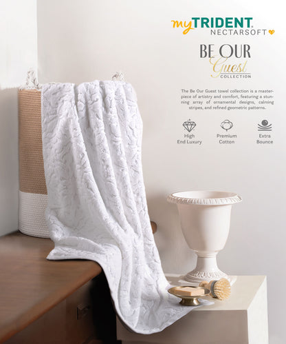 Nectarsoft Be Our Guest Bath Towel, 625 GSM, 100% Cotton, White, Ixora