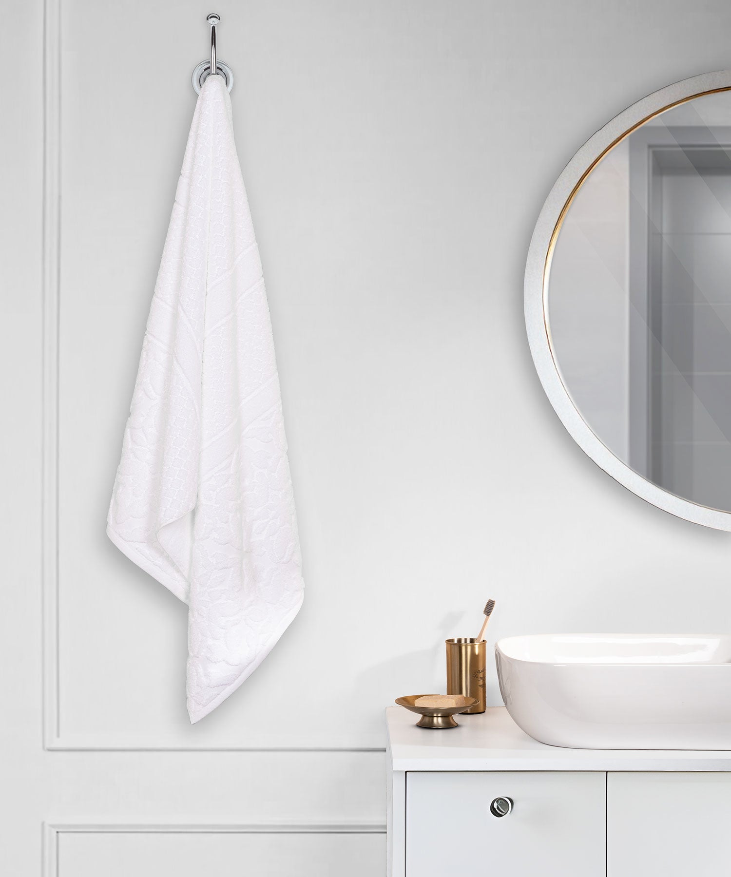 Nectarsoft Be Our Guest Bath Towel, 625 GSM, 100% Cotton, White,  Elanz