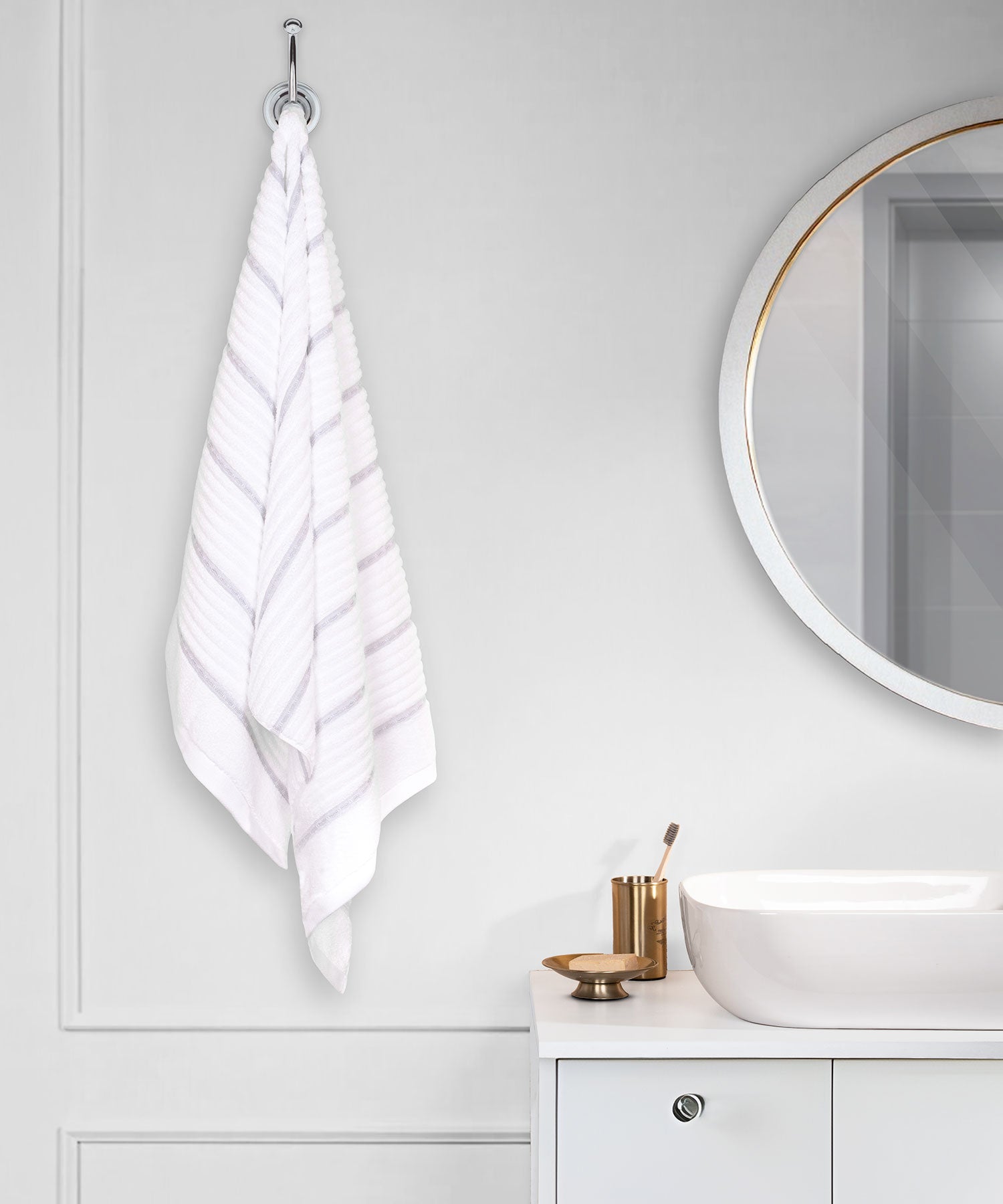 Nectarsoft Be Our Guest Bath Towel, 625 GSM, 100% Cotton, White, Celise