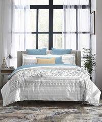 Indulgence Painterly Pattern King Bedsheet Set, Soraya|300 TC Cotton| 4 Pillow Covers