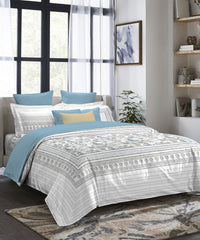 Indulgence Painterly Pattern King Bedsheet Set, Soraya|300 TC Cotton| 4 Pillow Covers