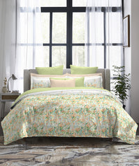 Indulgence Painterly Pattern King Bedsheet Set, Wild bloom|300 TC Cotton| 4 Pillow Covers