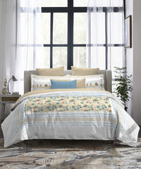 Indulgence Painterly Pattern King Bedsheet Set, Desert Safari|300 TC Cotton| 4 Pillow Covers