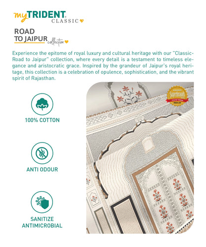 Road To Jaipur Double AC Blanket/Comforter, Blue Pottery|210 TC Poly Cotton