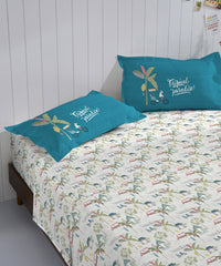 His & Her King Bedsheet Set, Ko Samui|144 TC Cotton| 2 Pillow Cover & 2 Cushion Covers