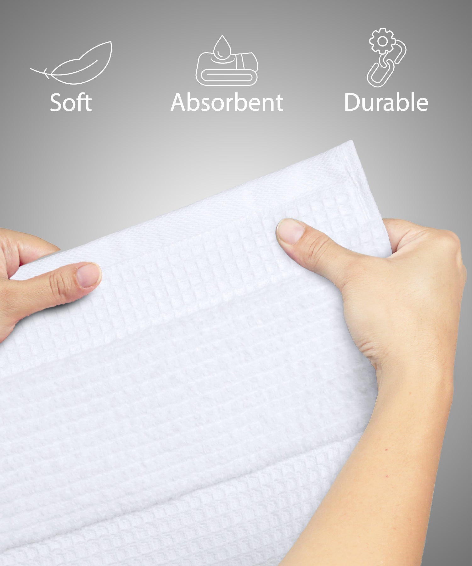 Finesse Fashion Waffle Bath Towel, White|600 GSM Cotton