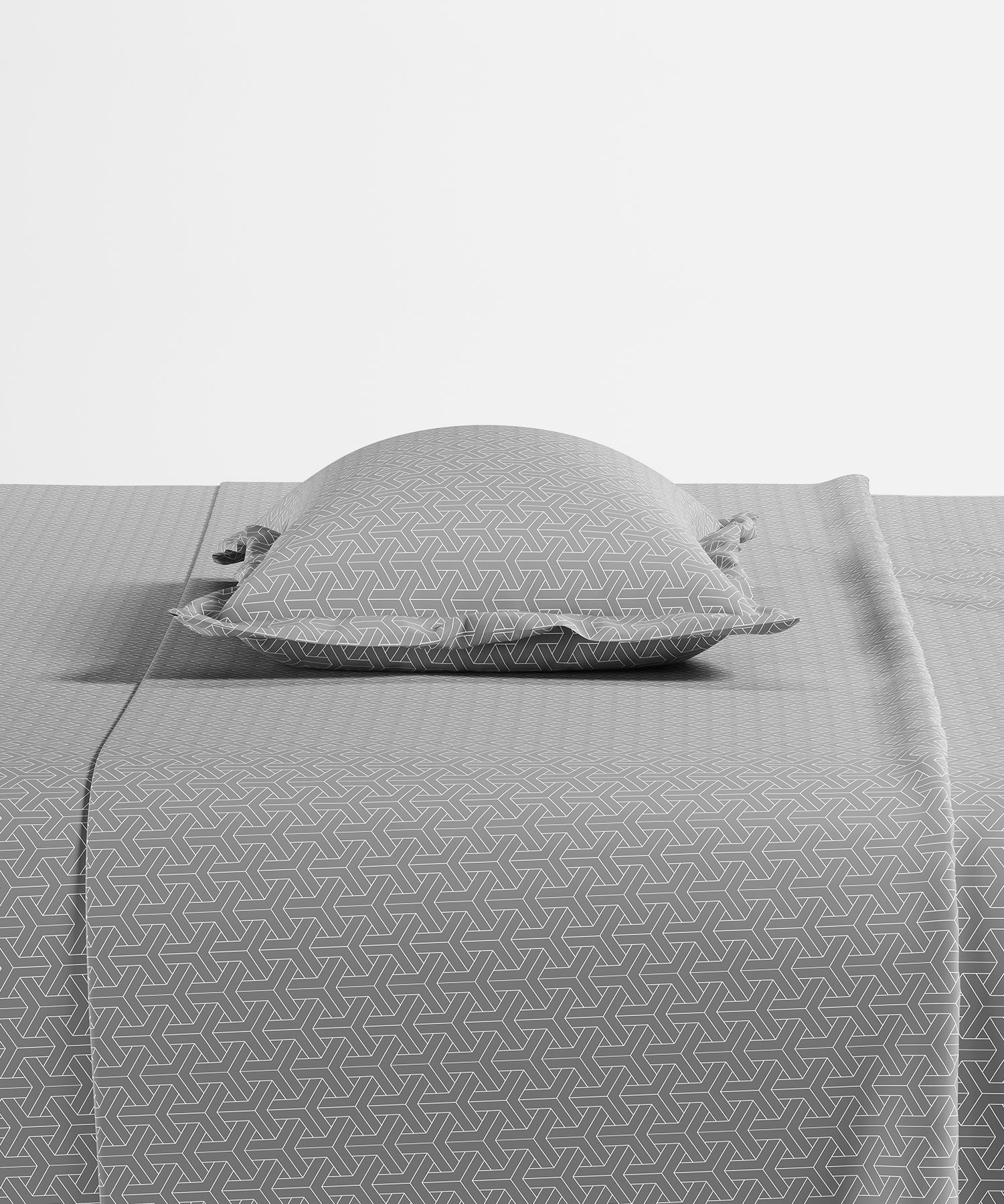 Home Essential Pastel Poetry Geo Bedsheet, Maison Cloud|144TC Cotton| 2 Pillow Covers