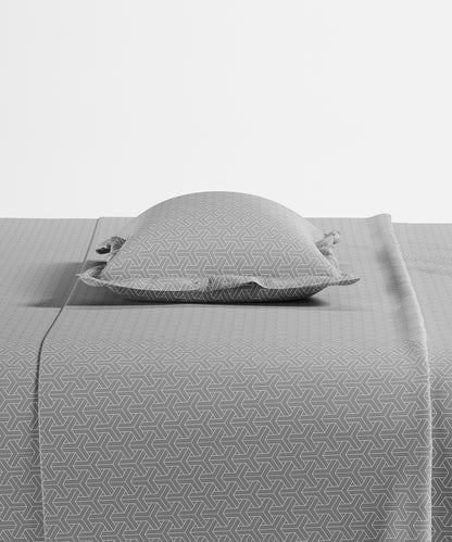 Home Essential Pastel Poetry Geo Bedsheet, Maison Cloud|144TC Cotton| 2 Pillow Covers