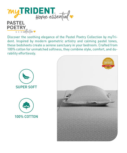 Home Essential Pastel Poetry Geo Bedsheet, Maison Cloud|144TC Cotton| 2 Pillow Covers