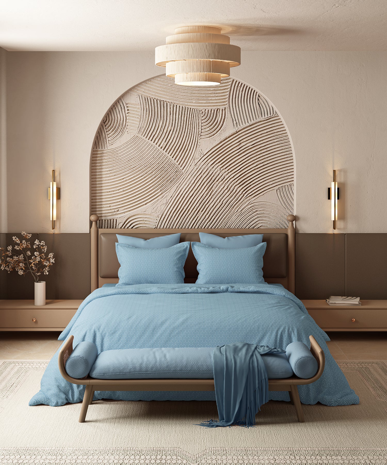 Home Essential Pastel Poetry Geo Bedsheet, Maison Copenhagen|144TC Cotton| 2 Pillow Covers