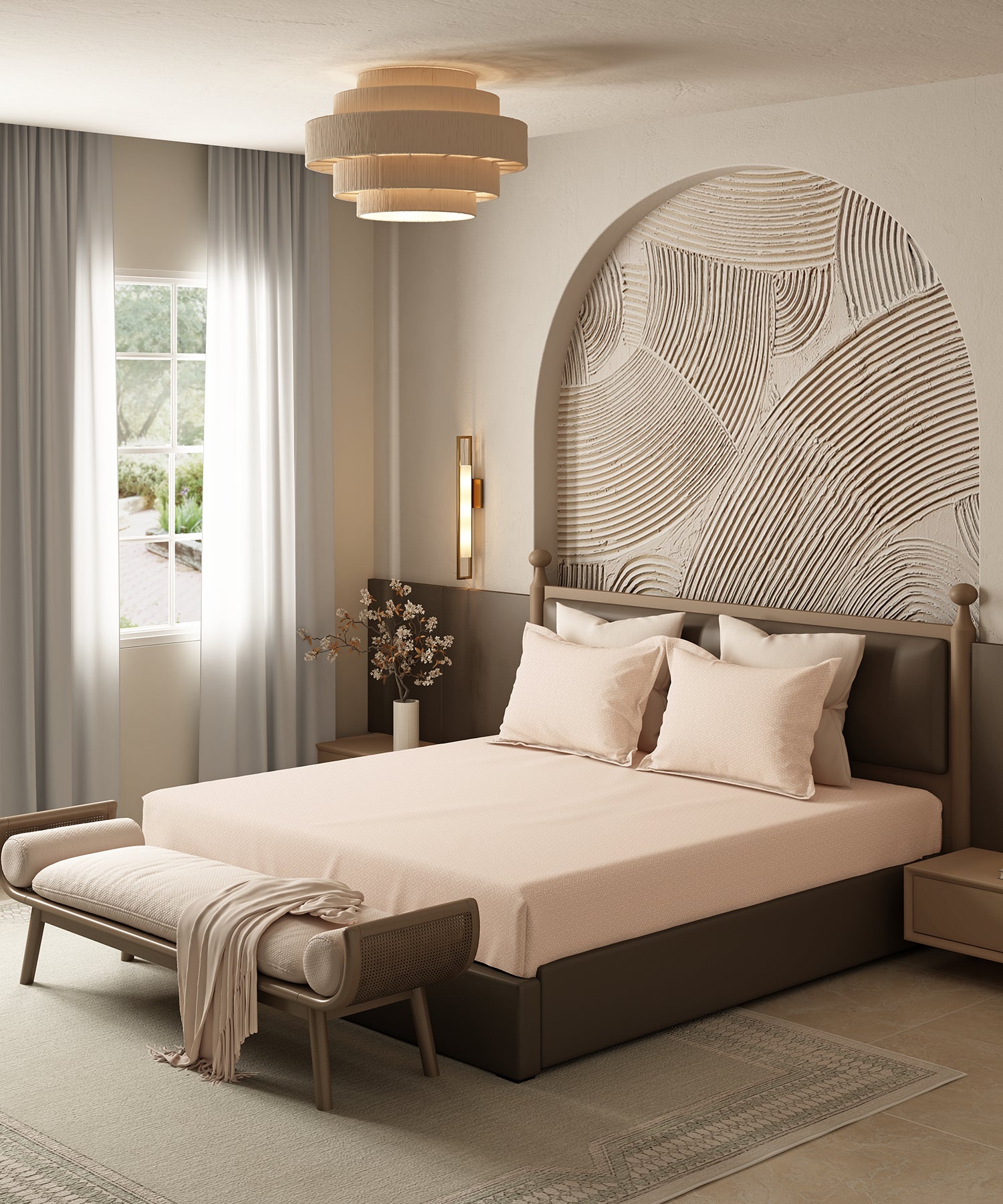 Home Essential Pastel Poetry Geo Bedsheet, Maison Marmalade|144TC Cotton| 2 Pillow Covers