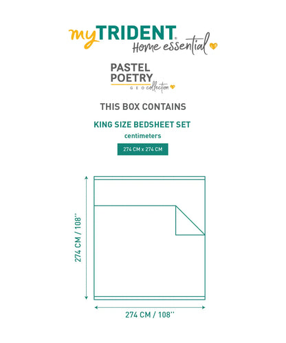 Home Essential Pastel Poetry Geo Bedsheet, Maison Marmalade|144TC Cotton| 2 Pillow Covers