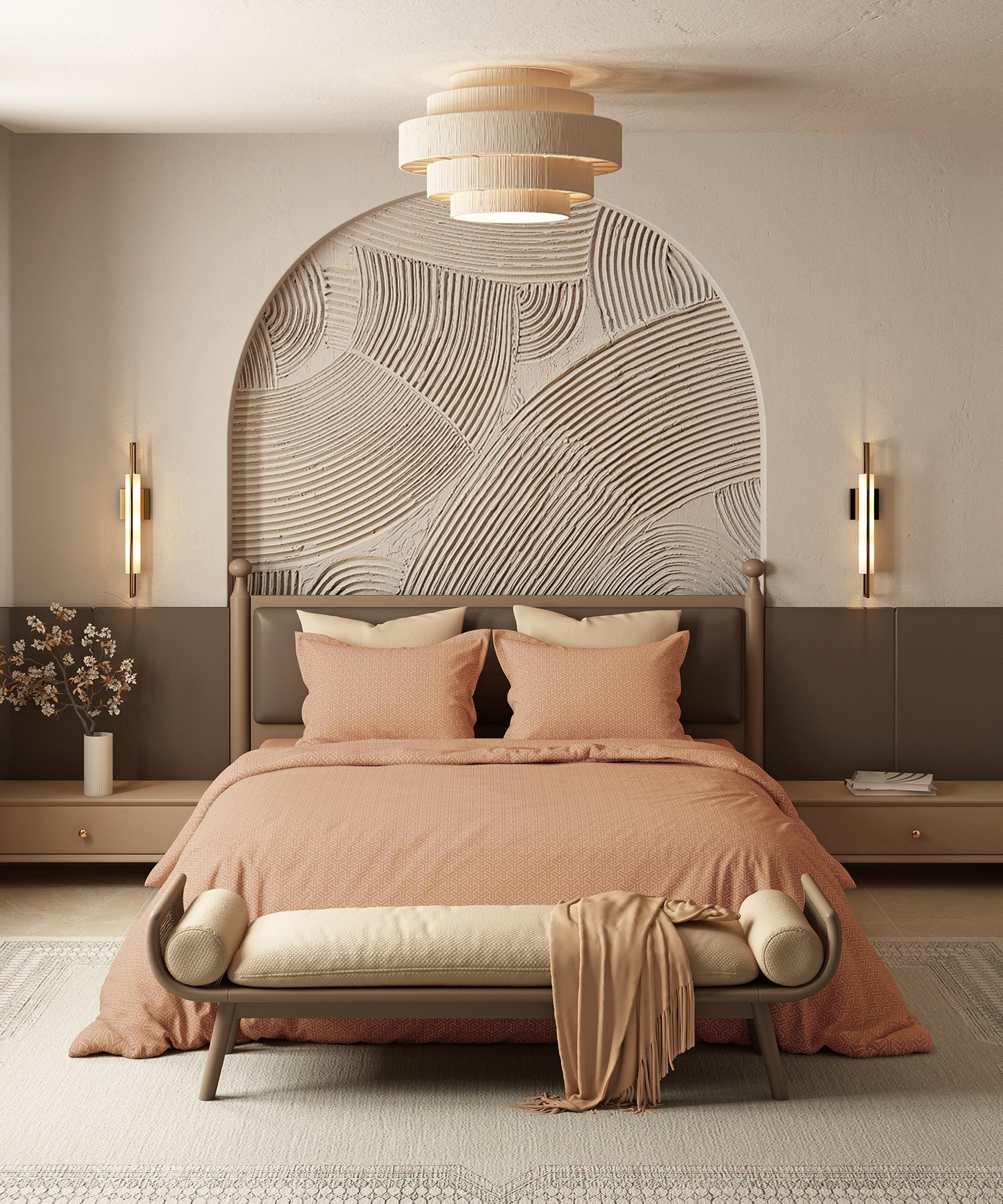 Home Essential Pastel Poetry Geo Bedsheet, Maison Papaya|144TC Cotton| 2 Pillow Covers