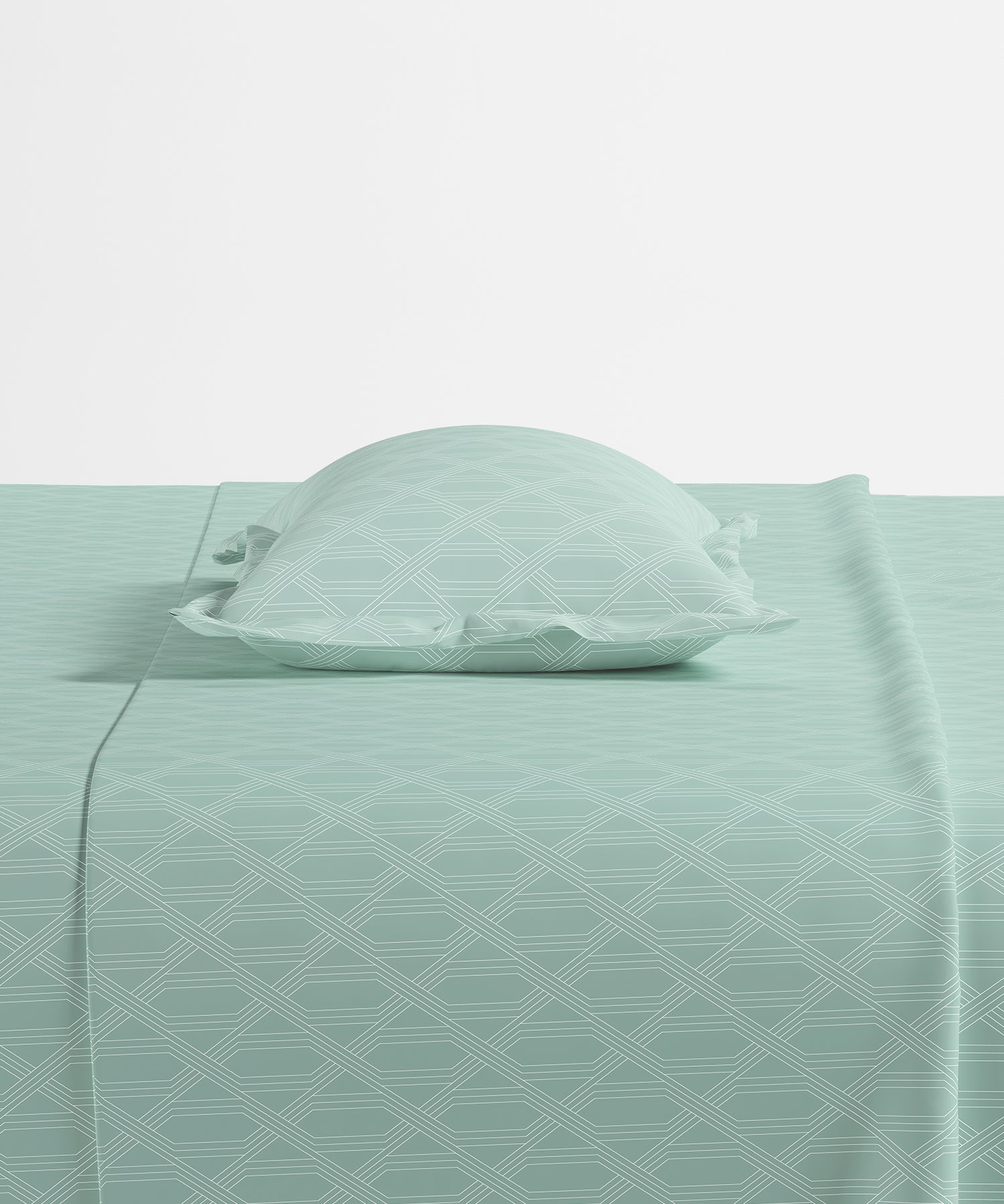 Home Essential Pastel Poetry Geo Bedsheet, Aldo Tiffany|144TC Cotton| 2 Pillow Covers