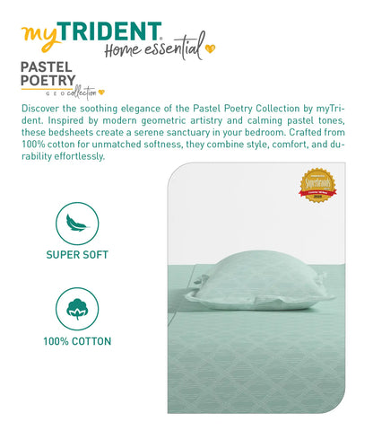 Home Essential Pastel Poetry Geo Bedsheet, Aldo Tiffany|144TC Cotton| 2 Pillow Covers
