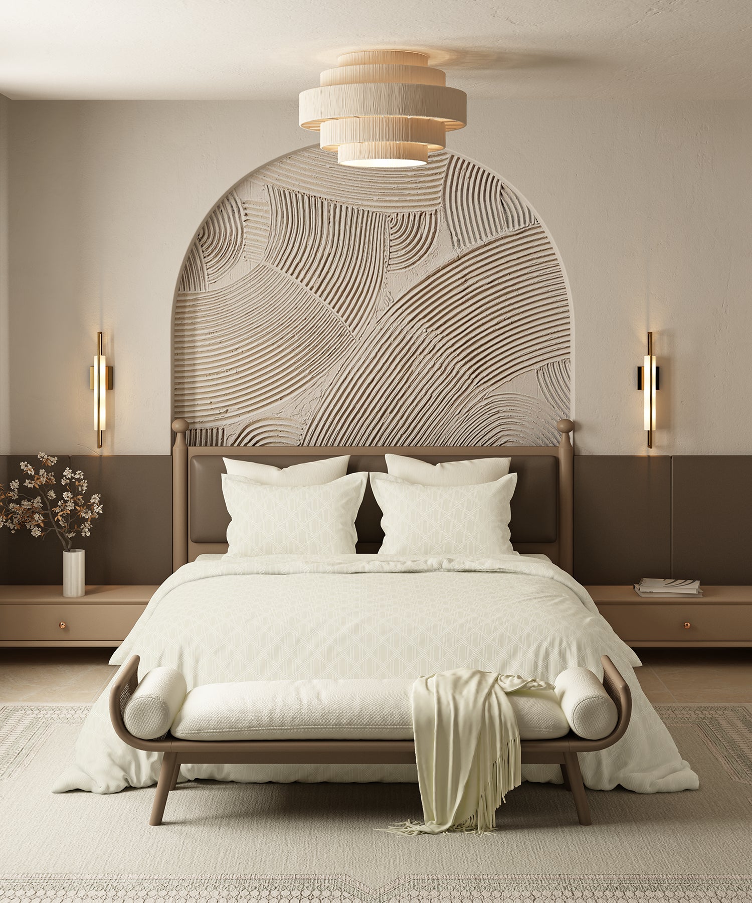 Home Essential Pastel Poetry Geo Bedsheet, Aldo Butter|144TC Cotton| 2 Pillow Covers