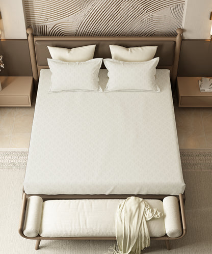 Home Essential Pastel Poetry Geo Bedsheet, Aldo Butter|144TC Cotton| 2 Pillow Covers