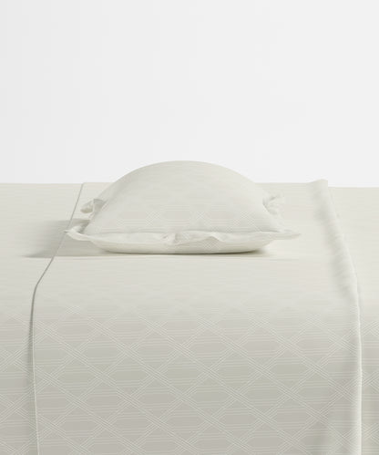 Home Essential Pastel Poetry Geo Bedsheet, Aldo Butter|144TC Cotton| 2 Pillow Covers