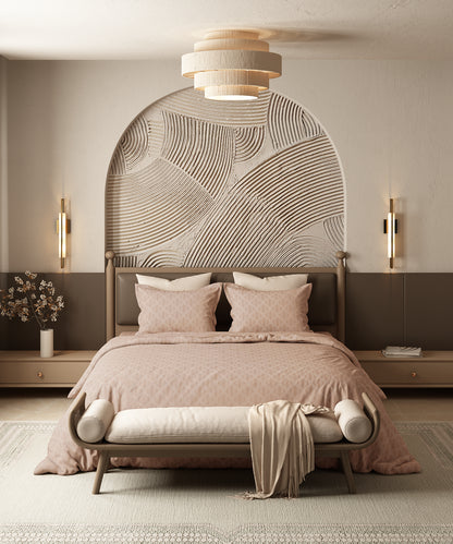 Home Essential Pastel Poetry Geo Bedsheet, Aldo Biscoff|144TC Cotton| 2 Pillow Covers