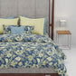 Home Essential King Printed Bedsheet, 144TC, 100% Cotton-Elaila Navy Blue