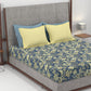 Home Essential King Printed Bedsheet, 144TC, 100% Cotton-Elaila Navy Blue