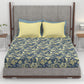 Home Essential King Printed Bedsheet, 144TC, 100% Cotton-Elaila Navy Blue