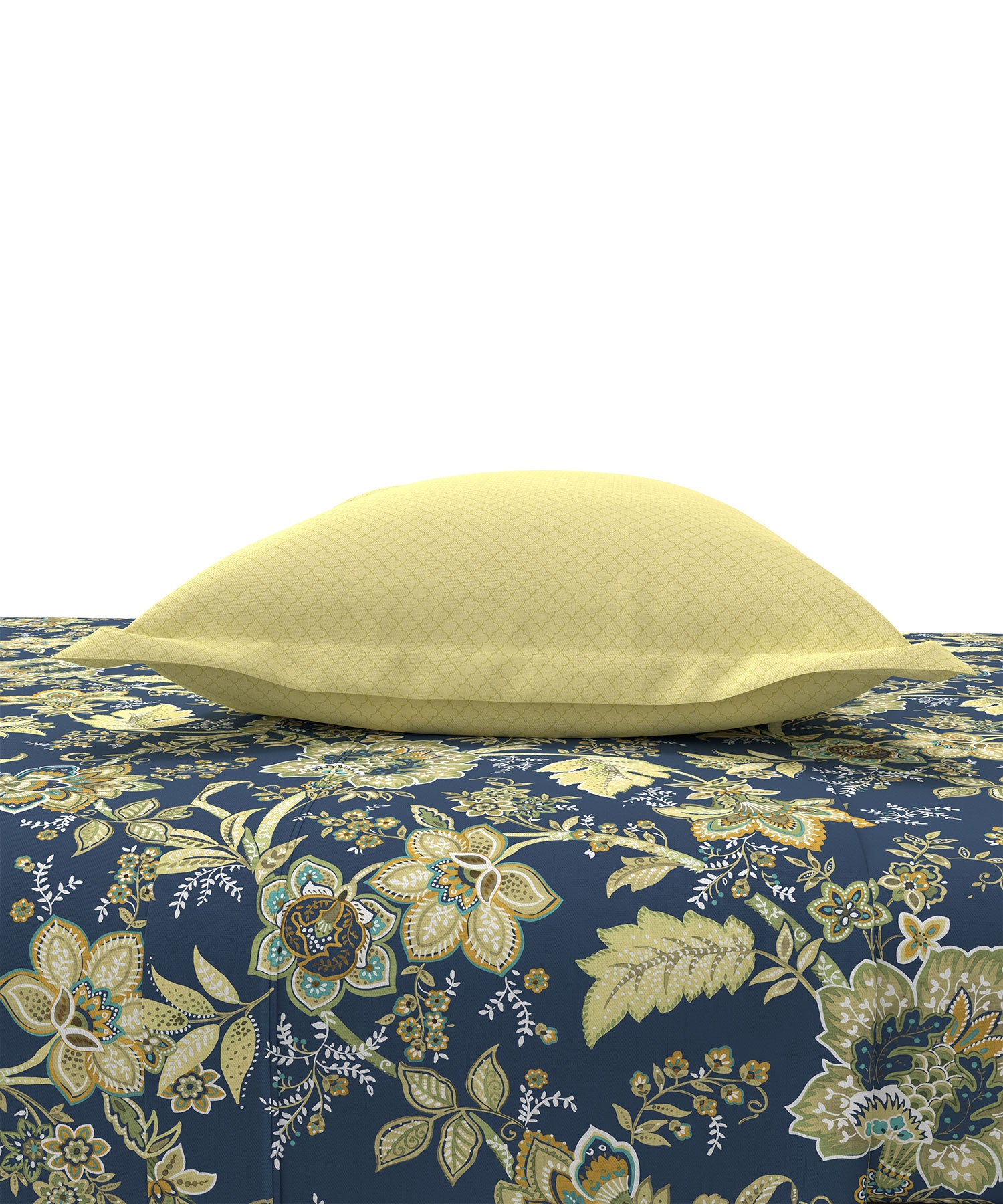 Home Essential King Printed Bedsheet, 144TC, 100% Cotton-Elaila Navy Blue