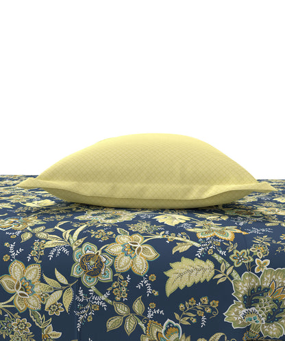 Home Essential King Printed Bedsheet, 144TC, 100% Cotton-Elaila Navy Blue