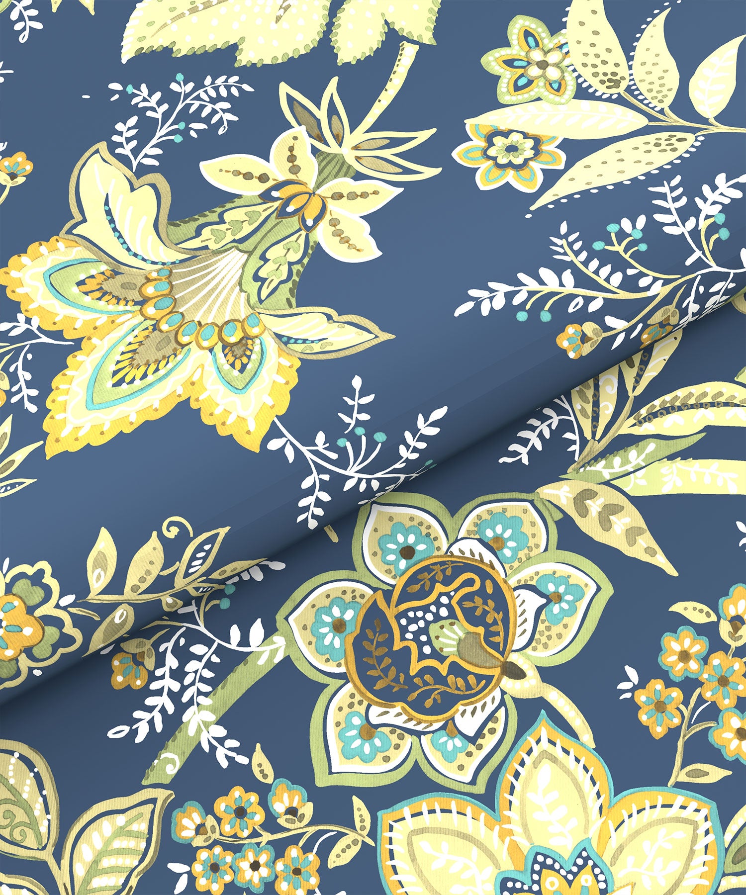 Home Essential King Printed Bedsheet, 144TC, 100% Cotton-Elaila Navy Blue