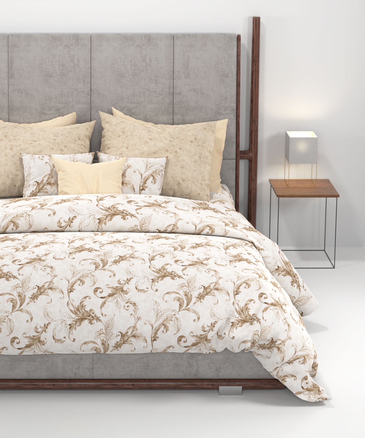 Home Essential King Printed Bedsheet, 144TC, 100% Cotton-Osiris Brown