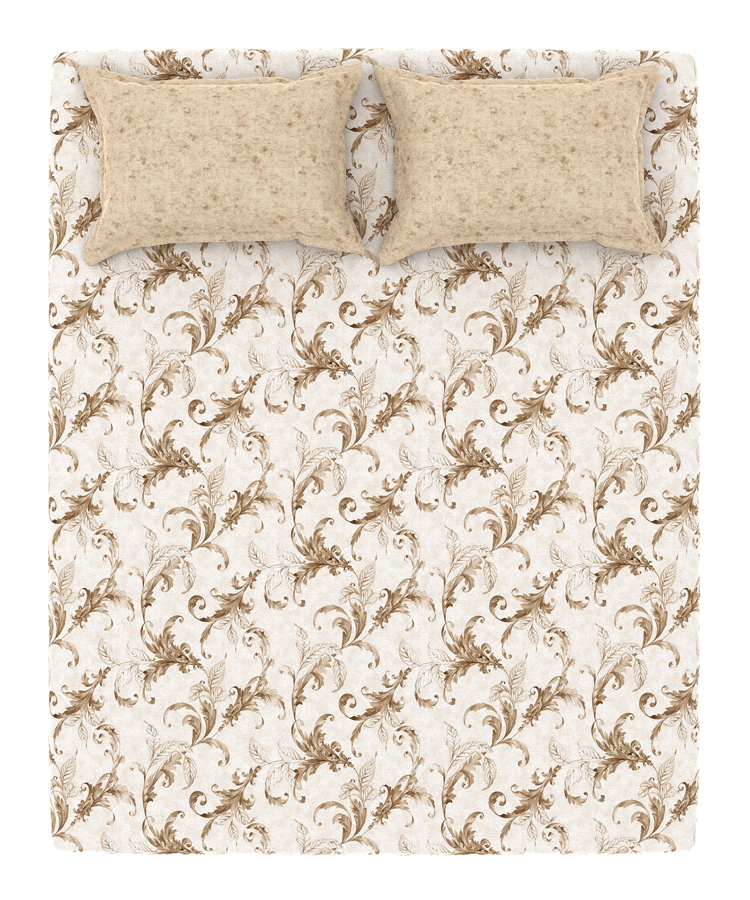 Home Essential King Printed Bedsheet, 144TC, 100% Cotton-Osiris Brown