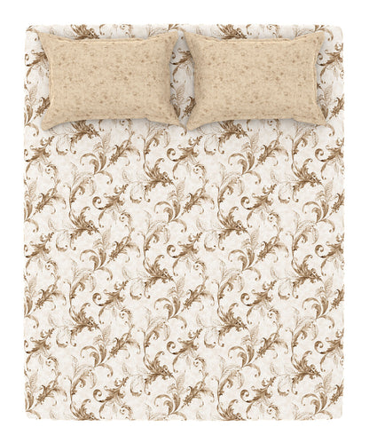 Home Essential King Printed Bedsheet, 144TC, 100% Cotton-Osiris Brown