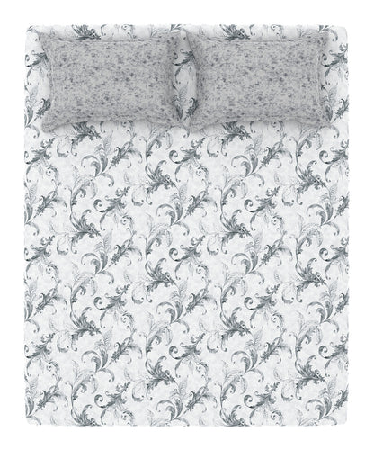 Home Essential King Printed Bedsheet, 144TC, 100% Cotton-Osiris Grey