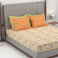 Home Essential King Printed Bedsheet, 144TC, 100% Cotton-Saher Orange