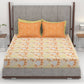 Home Essential King Printed Bedsheet, 144TC, 100% Cotton-Saher Orange