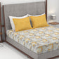 Home Essential King Printed Bedsheet, 144TC, 100% Cotton-Saher Yellow