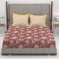 Home Essential King Printed Bedsheet, 144TC, 100% Cotton-Yasmin Red