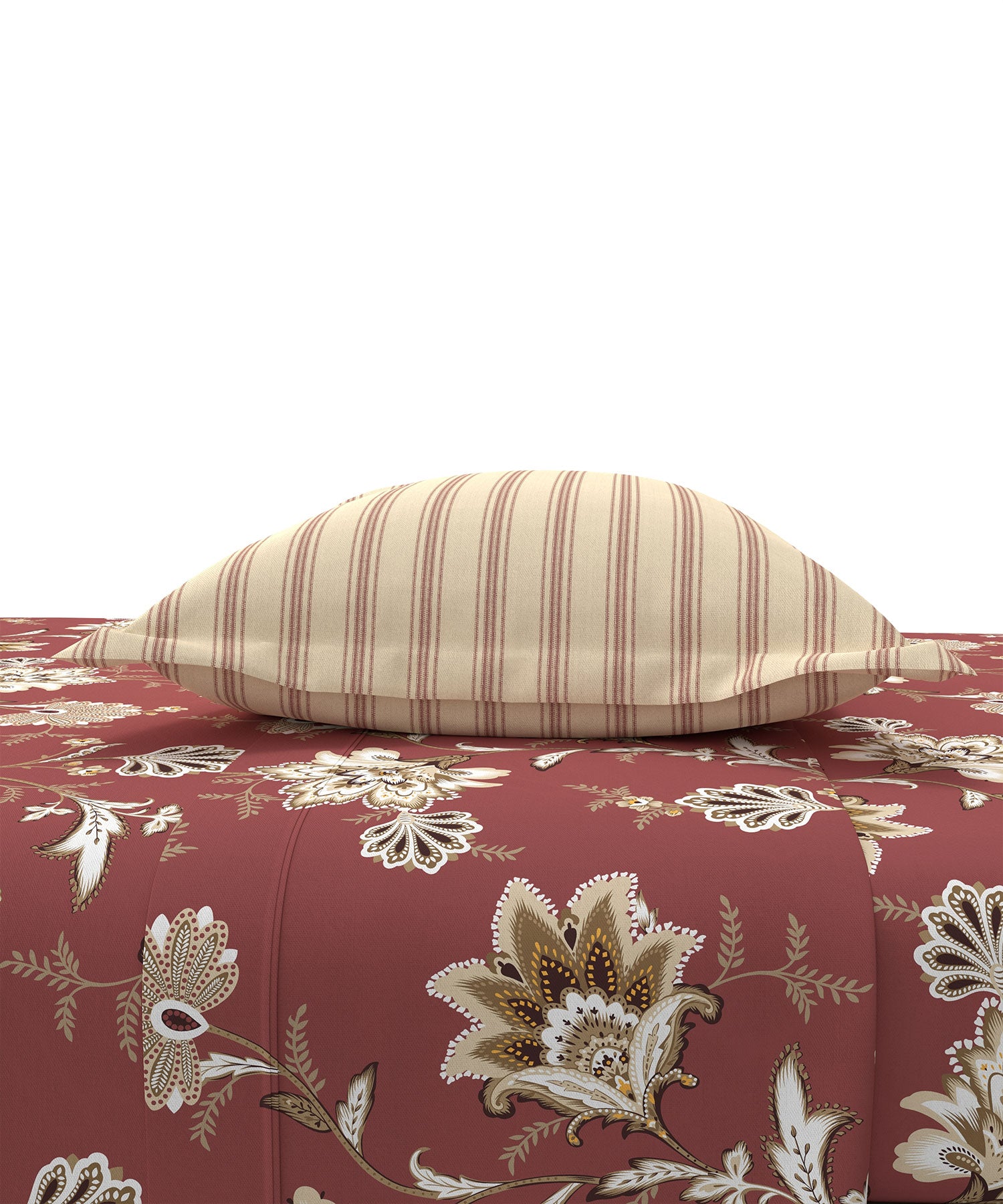 Home Essential King Printed Bedsheet, 144TC, 100% Cotton-Yasmin Red