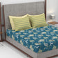 Home Essential King Printed Bedsheet, 144TC, 100% Cotton-Yasmin Teal