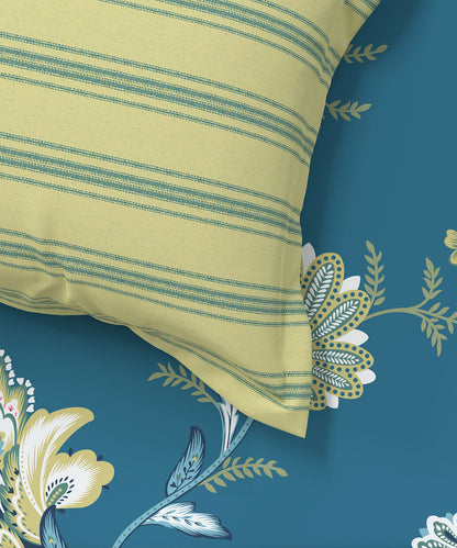 Home Essential King Printed Bedsheet, 144TC, 100% Cotton-Yasmin Teal