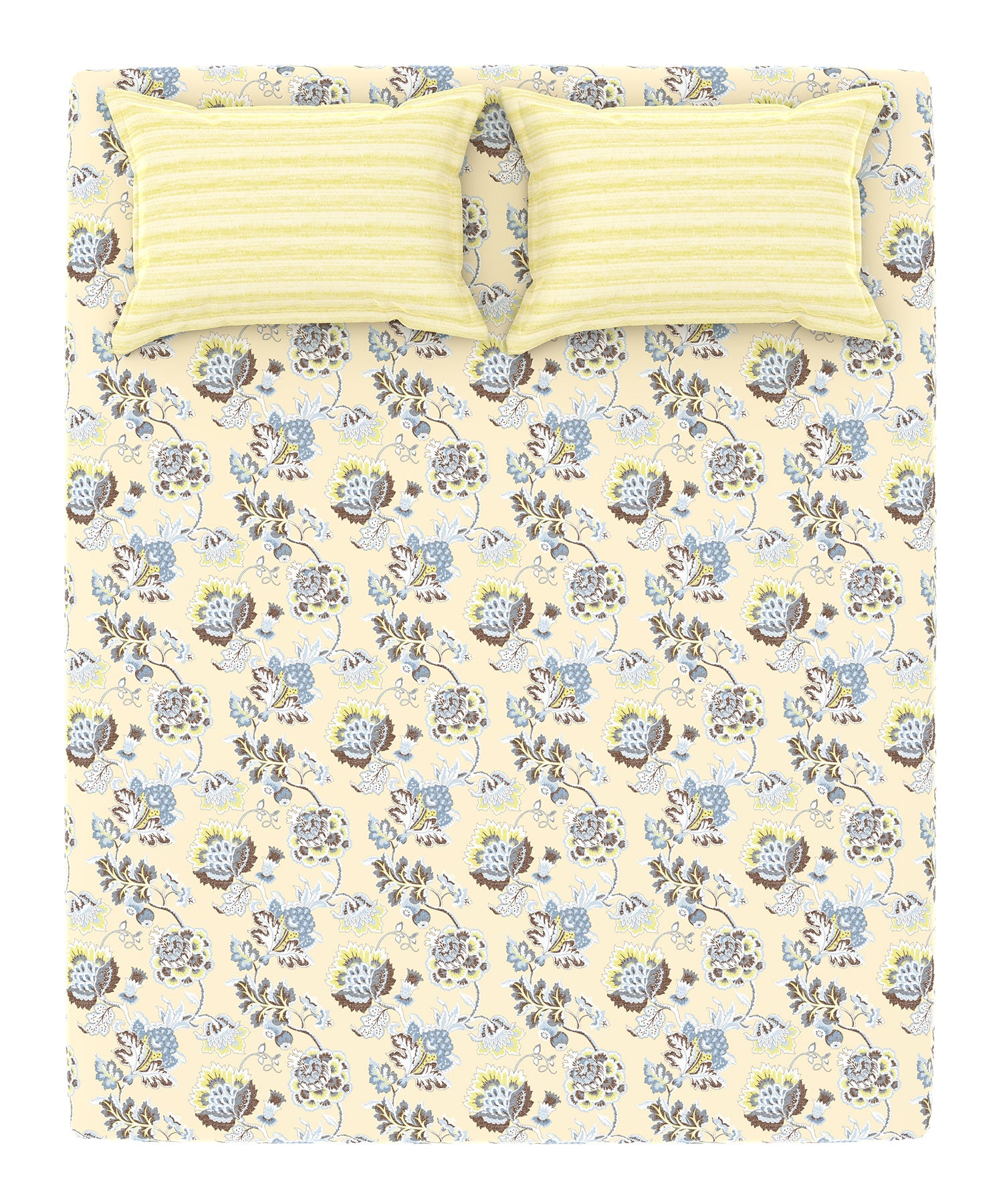 Home Essential King Printed Bedsheet, 144TC, 100% Cotton-Nayra Green
