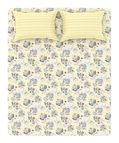 Home Essential King Printed Bedsheet, 144TC, 100% Cotton-Nayra Green