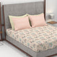 Home Essential King Printed Bedsheet, 144TC, 100% Cotton-Nayra Peach