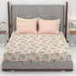 Home Essential King Printed Bedsheet, 144TC, 100% Cotton-Nayra Peach