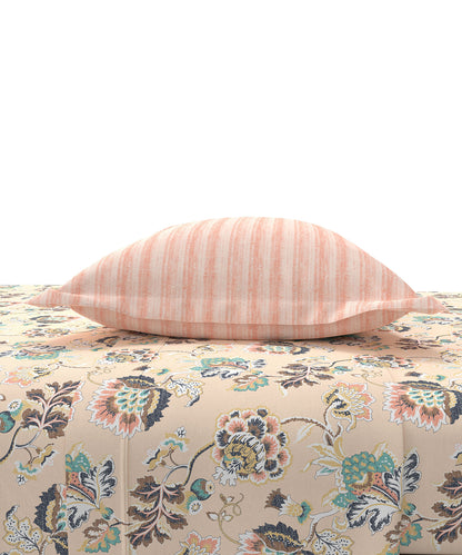 Home Essential King Printed Bedsheet, 144TC, 100% Cotton-Nayra Peach