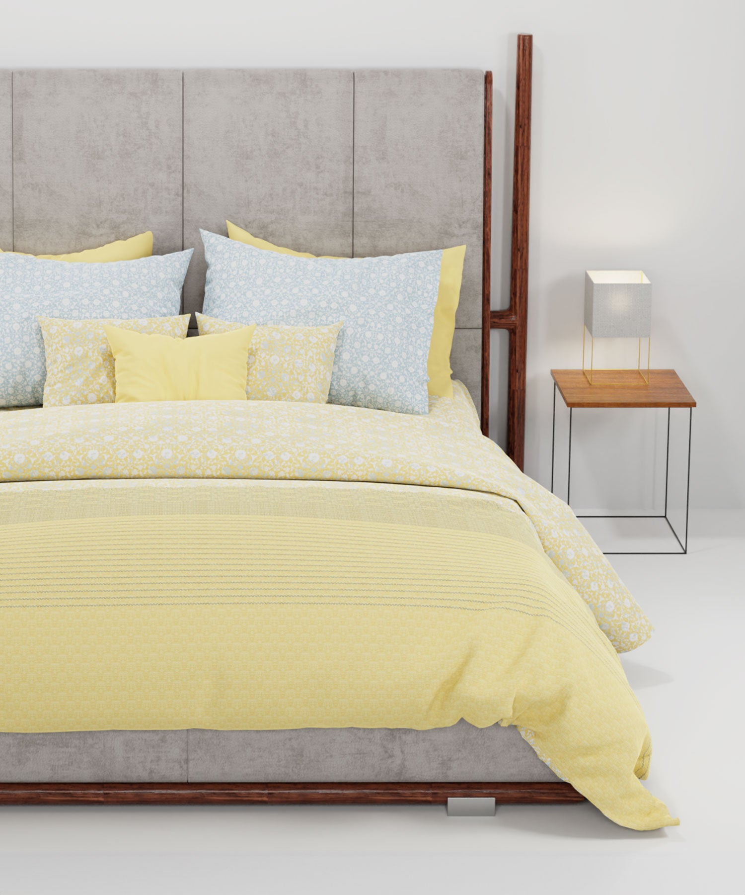 Home Essential King Printed Bedsheet, 144TC, 100% Cotton-Emaar Olive