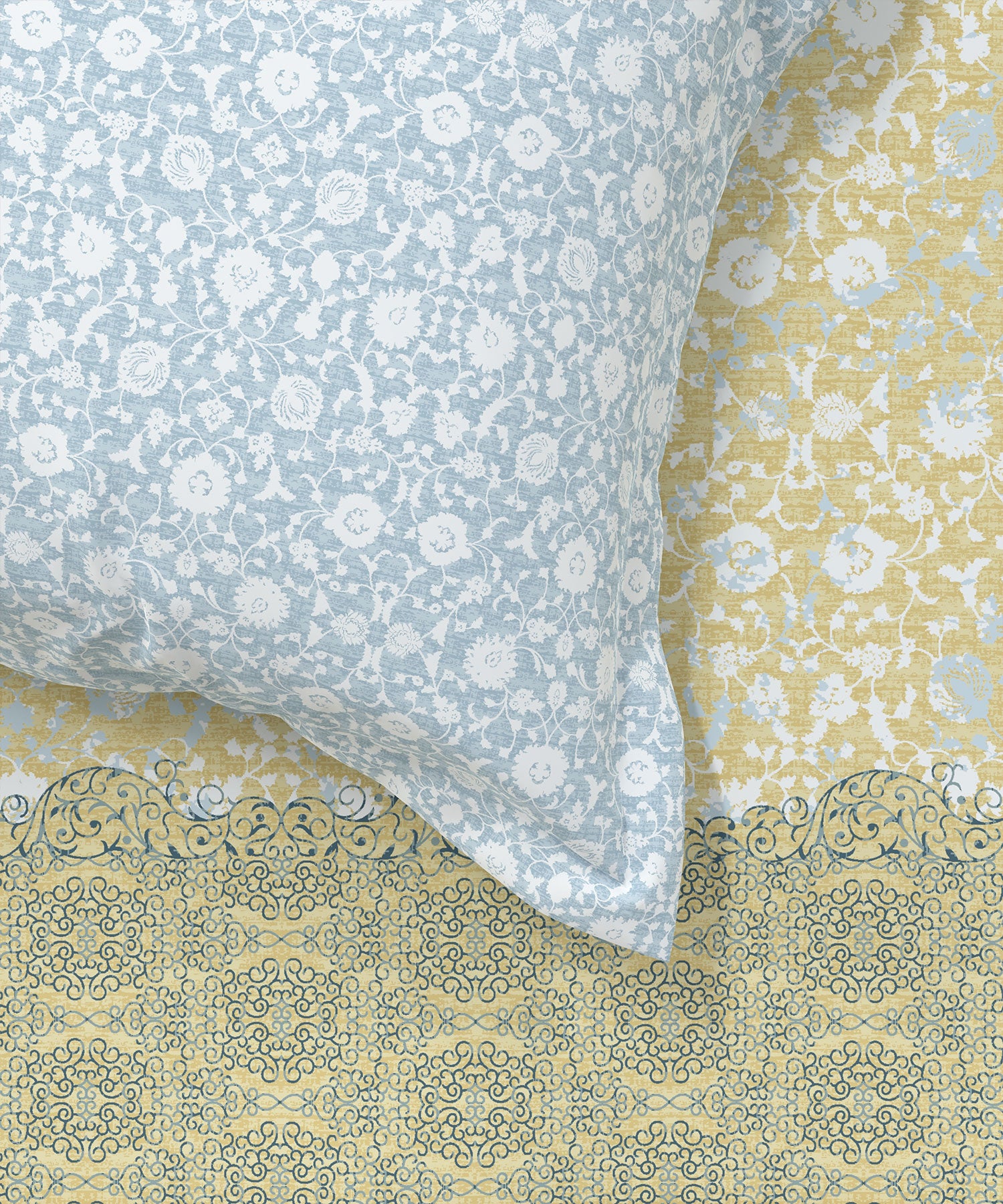 Home Essential King Printed Bedsheet, 144TC, 100% Cotton-Emaar Olive